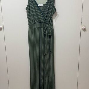 Julian Taylor Green Striped Jumpsuit